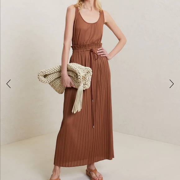 A.L.C. Bronze Val Pleated Midi Sleeveless Dress - Picture 2 of 7